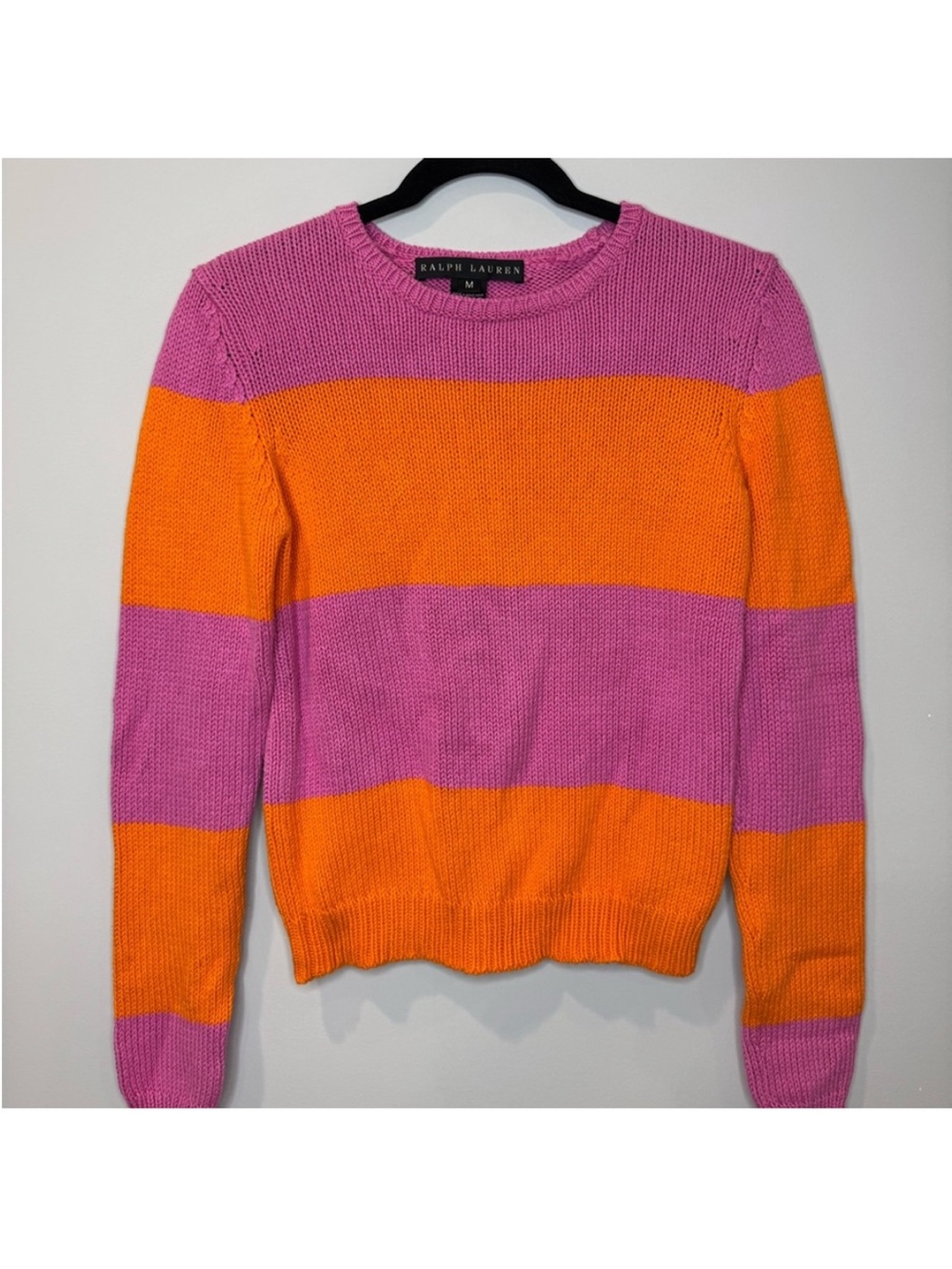 Ralph Lauren black label Pink & Orange Striped Crewneck Sweater